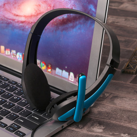 Computer Laptop PC Headphone Ergonomic Design 3.5MM Wired Playing Game Headset Red/Blue